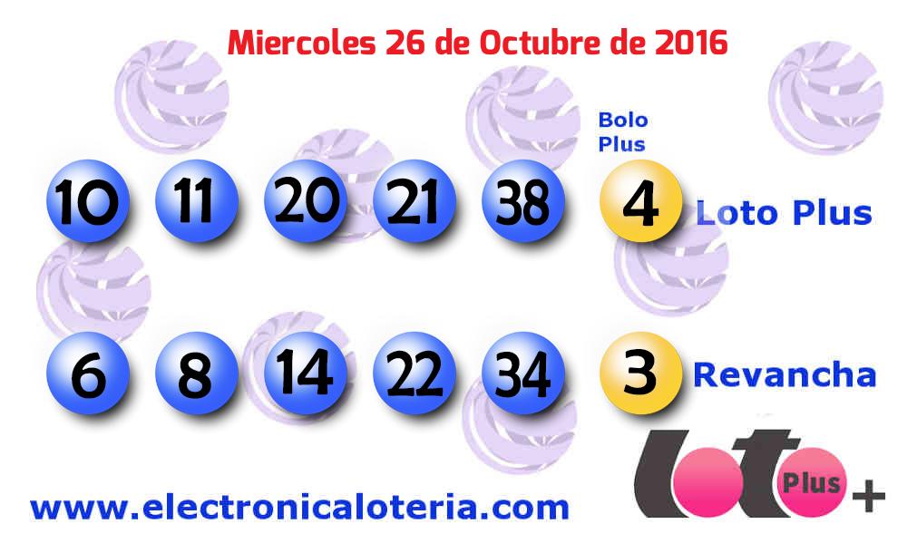 Loto Plus Del Miércoles 26 De Octubre De 2016 - Números Ganadores Del ...