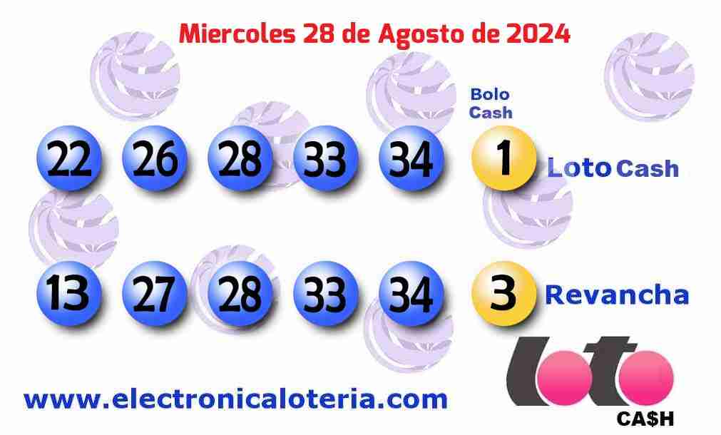 Loto Cash y Revancha del Miércoles 28 de Agosto de 2024