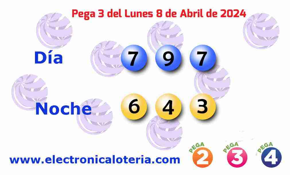 Pega 3 del Lunes 8 de Abril de 2024