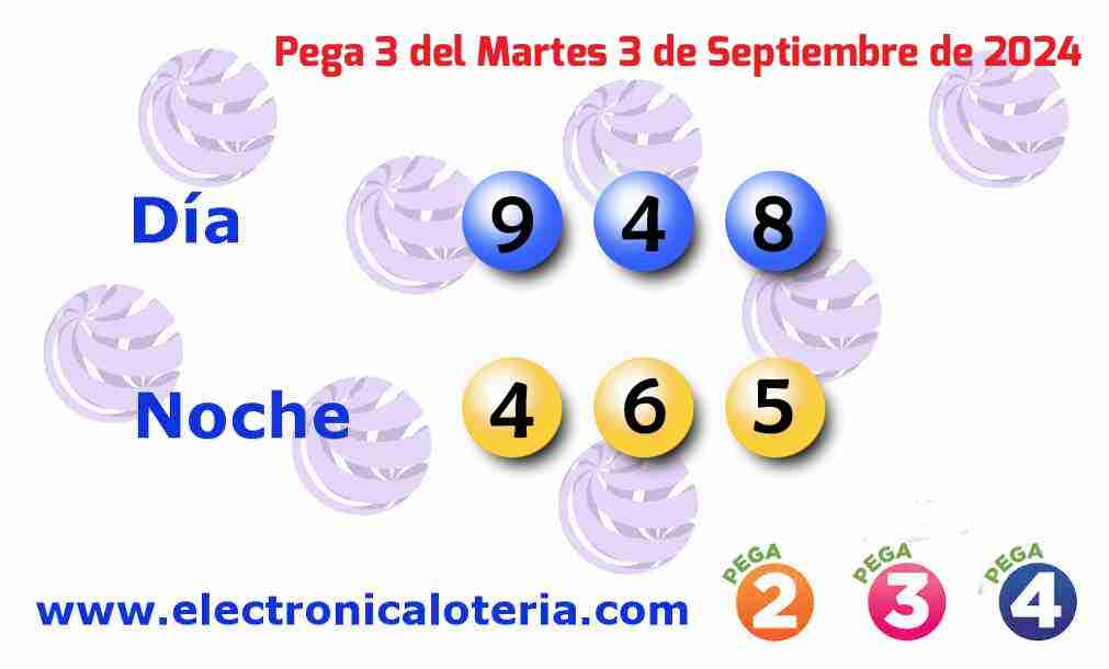 Pega 3 del Martes 3 de Septiembre de 2024