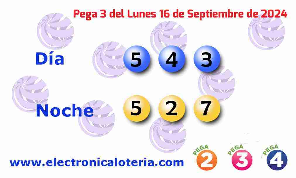 Pega 3 del Lunes 16 de Septiembre de 2024