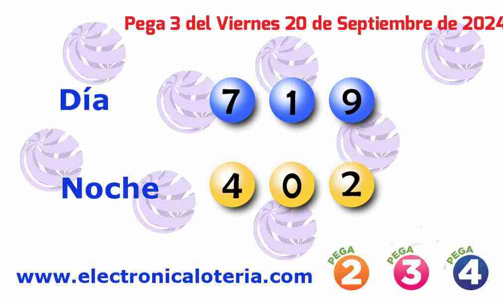 Pega 3 del Viernes 20 de Septiembre de 2024