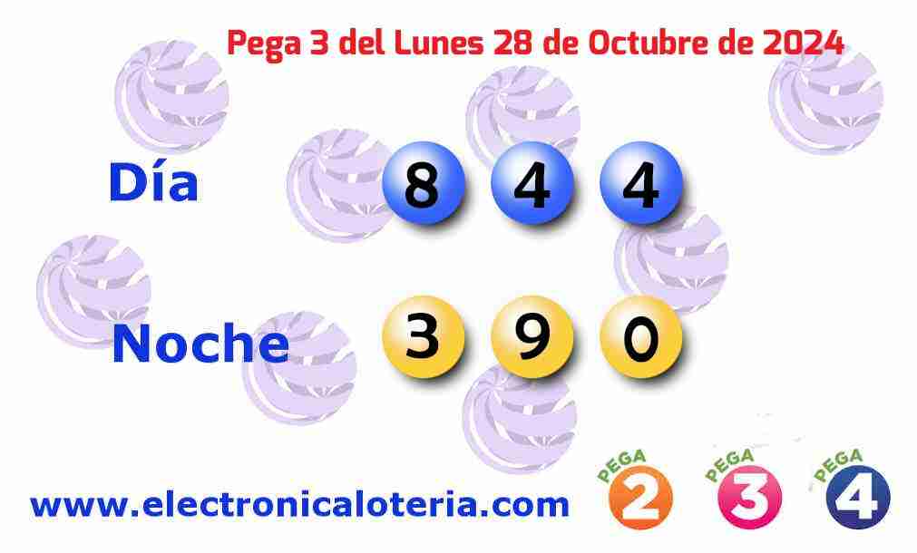 Pega 3 del Lunes 28 de Octubre de 2024