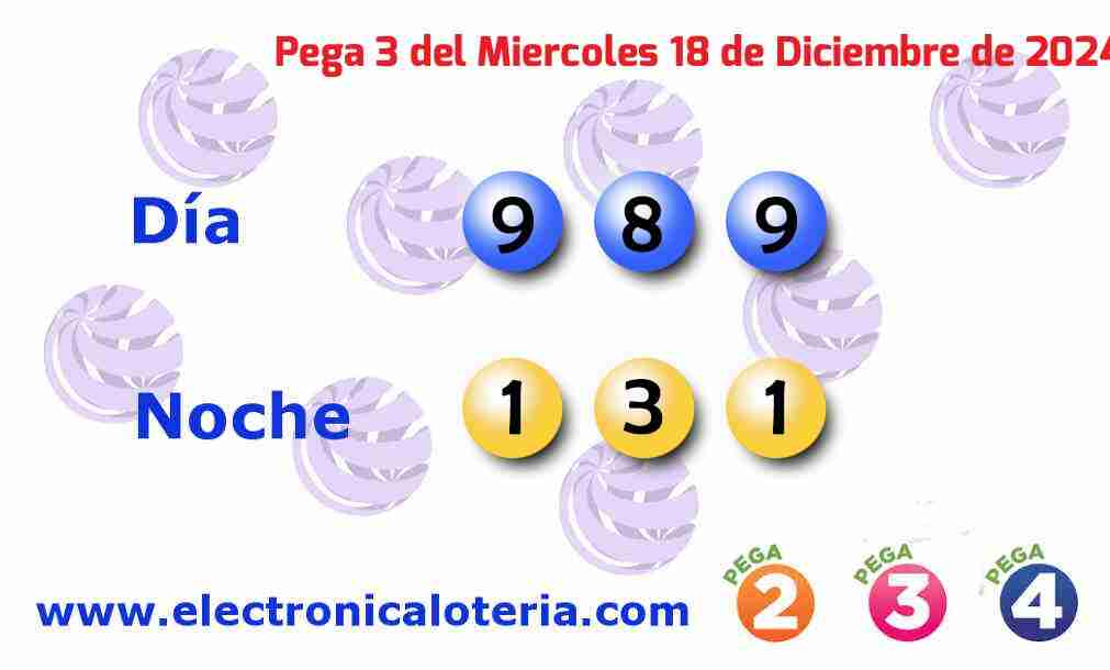 Pega 3 del Miércoles 18 de Diciembre de 2024