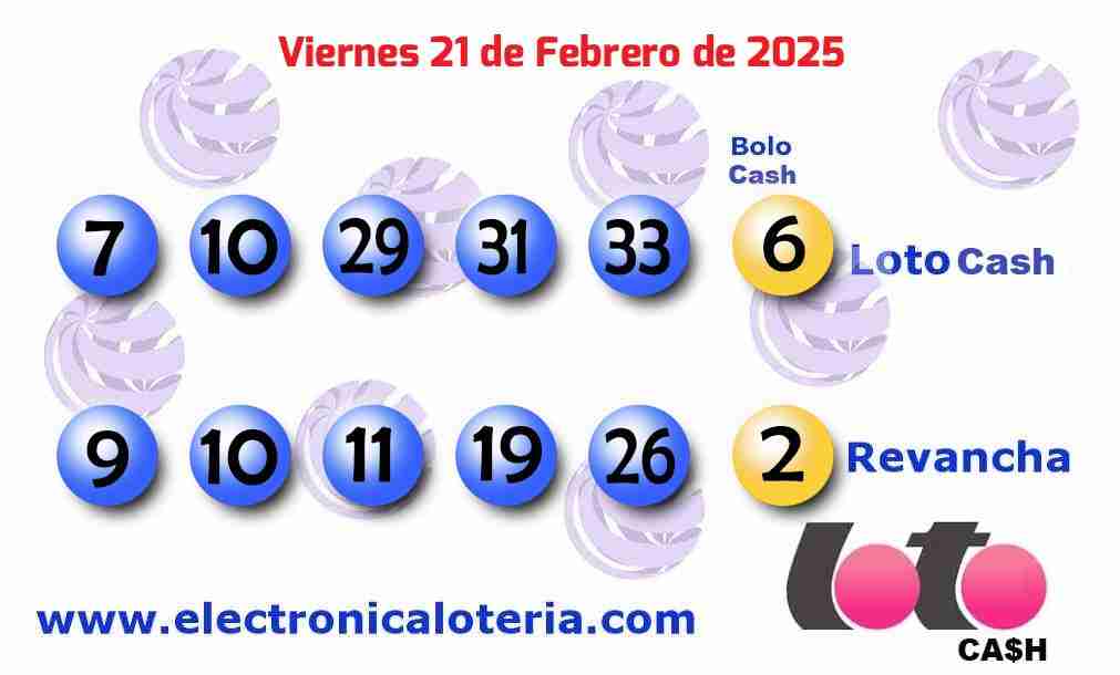 Loto Cash y Revancha del Viernes 21 de Febrero de 2025