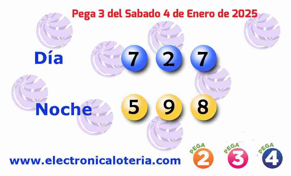 Pega 3 del Sábado 4 de Enero de 2025