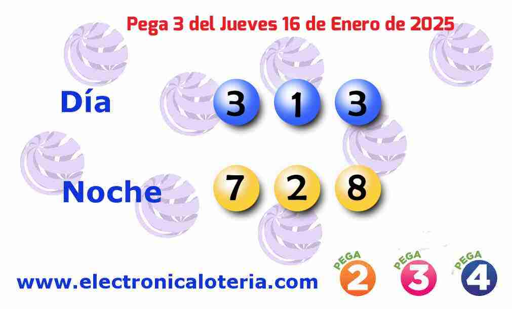 Pega 3 del Jueves 16 de Enero de 2025