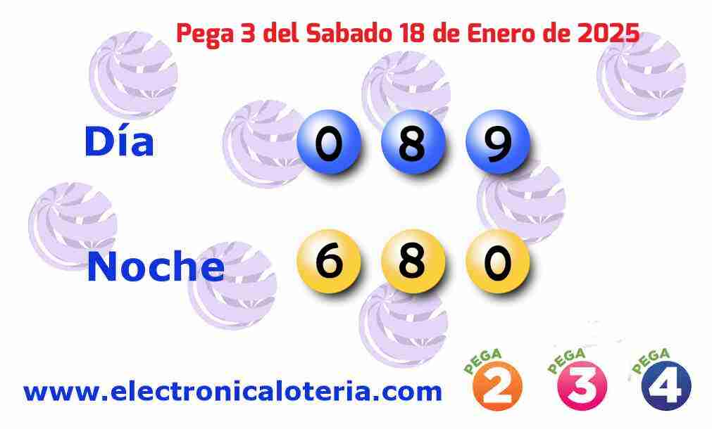 Pega 3 del Sábado 18 de Enero de 2025