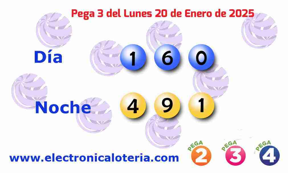 Pega 3 del Lunes 20 de Enero de 2025