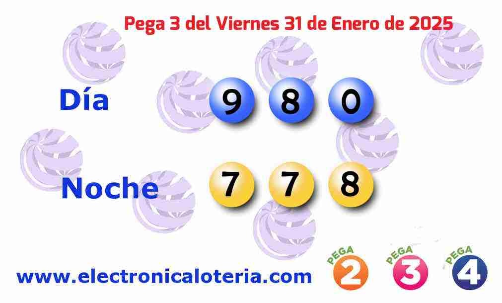 Pega 3 del Viernes 31 de Enero de 2025