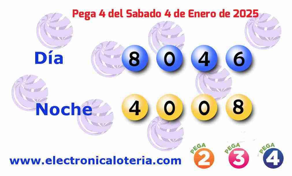 Pega 4 del Sábado 4 de Enero de 2025